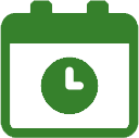 Calendar icon with clock symbol representing appointment scheduling for dental services.