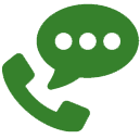 Green phone icon with speech bubble containing three dots, representing customer communication or support.