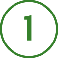 Green circle with number 1, representing first step in dental process or procedure guide.